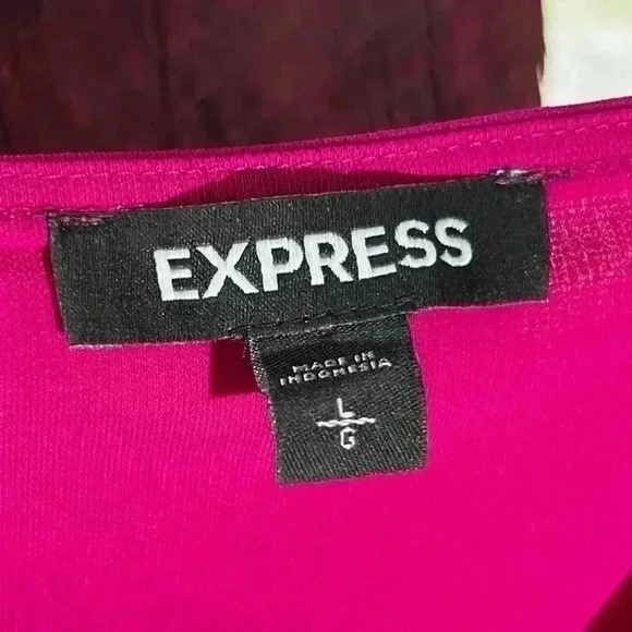 Express Women's Sz L Dressy Tank, Cross Ruffle Gorgeous Fuscia Color - Picture 2 of 4